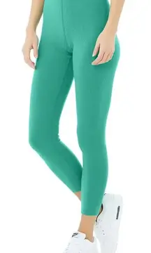 Alo Yoga Ribbed High-Waist 7/8 Blissful Legging Ocean Teal Green S Athleisure