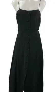 Oysho Black Sleeveless Cutout Back Button Front Cami Tank Midi A Line Dress Sz M