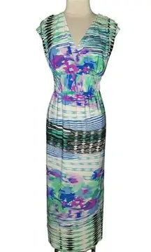 Roz & Ali Plus Size Blue Green White Purple Striped Tie Dye Summer Maxi …