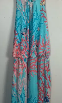 Tori Richard Finding Tori Darlene coral reef turquoise fia dress size medium