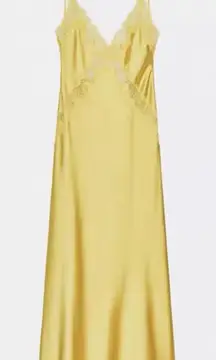 Zara Women's SATIN LACE MIDI DRESS S