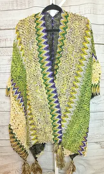 Multicolor Knit Wrap with Tassels