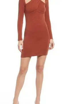 Wrap Neck Cut-Out Dress, Sweater Mock Neck Rosey Rust Size M New w/Tag