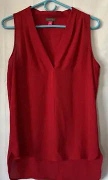 Vince Camuto Women's Sleeveless V-neck Hi-Low Style Size Small Blouse‎ Red