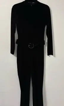 Vintage Body Action Design Black Velvet Belted Jumpsuit Sz S