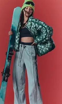 Free People Movement Fineline Wide Leg Sweatpants White/Black Flare Jogger