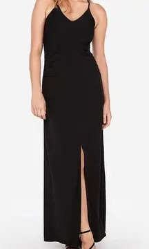 NWOT Black  Ruched Side Slit Maxi Dress New