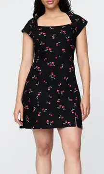 Gap Cherry Dress linen cherry print square neck mini womens Black (medium) girly