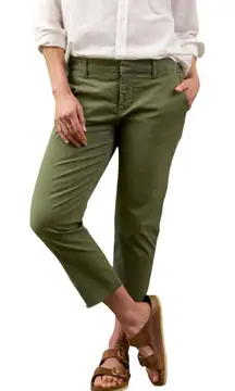 New Frank & Eileen Wicklow Italian Green Performance Twill Crop Pants Sz XS $298