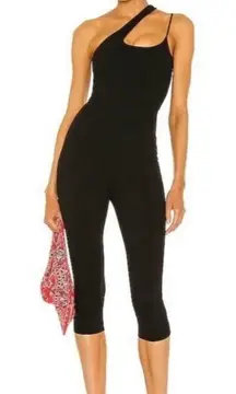 h:ours Revolve Sophie Black‎ Crop Catsuit Jumpsuit Ribbed Stretch NWT $178 Sz S