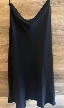 Ralph Lauren 100% Silk Maxi Skirt Size 10 Navy Blue Classic Timeless Capsule