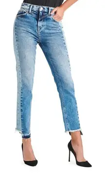 Hudson Womens Zoeey Straight Cropped Distressed High Rise Jeans Blue Size 29‎