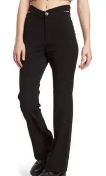 Elodie Cut Out Waist High Rise Flare Pants Black Women's Size Large NWT
