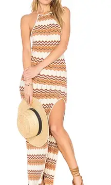 Adorable Revolve Ale by Allessandra chevron stripe crochet maxi halter dress