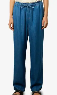 Gerard Darel Cylinia Relaxed Straight Leg Jeans 8 Tall Drawstring Waist 36" Boho