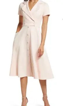 NWT BLACK HALO 2 Ingrid Button Front Trench‎ Dress Cady Bi-Stretch Sweet Blush 2