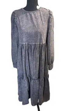 Idem Ditto Black Denim Tiered Dress – Edgy & Effortlessly Chic