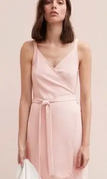 Everlane Japanese GoWeave Sleeveless Wrap Mini Dress Balletcore Pink Belt Size 6