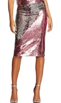 NYC & Eva Mendes Kat Pink Sequin Silver‎ Skirt Size S