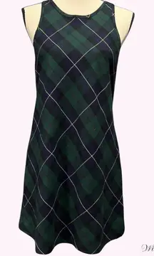 90s vintage Gap green plaid babydoll high neck mini dress