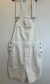 Bershka Cream Denim Overall Shorts