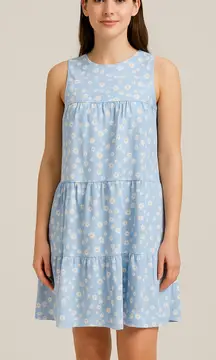 NWOT Koolaburra by UGG Women Blue Daisy Print Tiered Sleeveless Dress Size Small