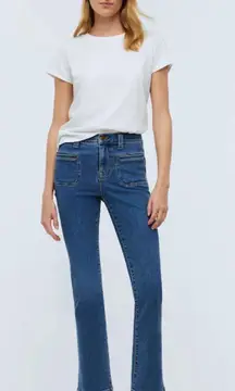 Madewell Jeans Mid-Rise Kick Out Crop Flared Cropped Elkton Wash Blue Sz 26