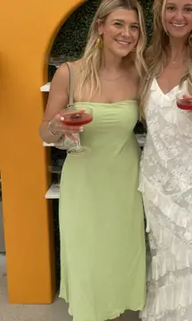 Green strapless dress