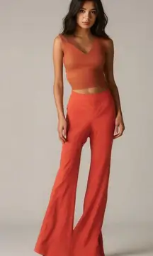 Aerie Red real me high rise super flare cross over leggings size small