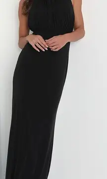 Romantic Chance Black Halter Backless Mermaid Maxi Dress Bridesmaid Sz L