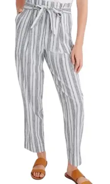 Madewell Linen Cotton‎ Paperbag Waist Striped Pants Size 12 Nautical Beachy