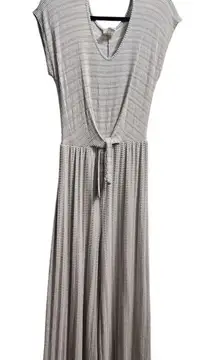 Caution To The Wind Jumpsuit Maxi Dress Striped Tie Waist Casual Large