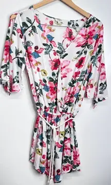 Umgee Romper Womens Floral Lightweight Cold Shoulder Size Small