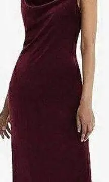 Social Bridesmaids Asymmetrical Velvet Midi Slip Dress Cabernet Small NWT