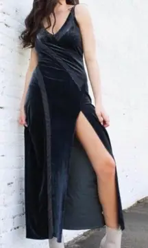 Spliced Velvet Maxi Slip