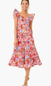 Women's Rita Floral Midi Dress *Tuckernuck Exclusive* sz S Ruffle Pleated