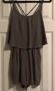 C&California Grey Shorts Romper Crisscross Back