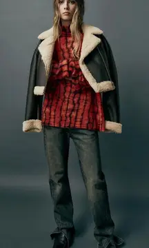 NWT ZARA KNIT TIE-DYE SWEATER - BLACK ORANGE Wool Blend TurtleNeck