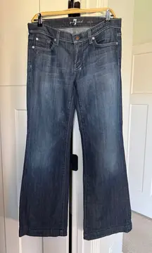 7 For All Mankind Dojo Dark Blue Flare Jeans Low Rise