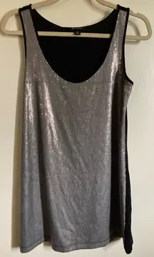 🌞I Heart Ronson Black with Faint Lines on Silver Sequin Tank Top #Pk