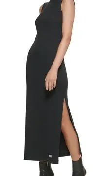 NWT Jeans Mock Neck Sleeveless Side Slit
Ribbed Knit Maxi Dress SZ L