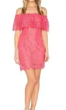 NEW RACHEL ZOE Off-The-Shoulder Mini Adelyn Dress in Pink Raspberry size 8