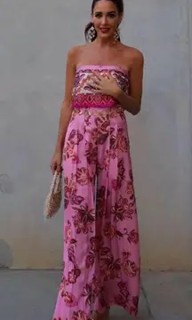 Zara jumpsuit romper wide leg sleeveless boho  floral summer vacation casual