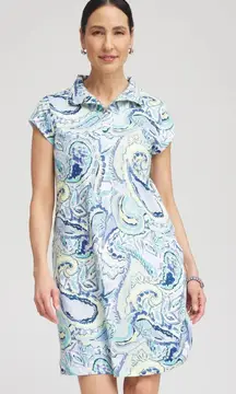 Chicos Zenergy UPF Knit Paisley Dress Size 3 XL Multicolor Polo Stretch Resort