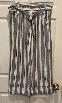 Rewind Womens‎ Large Linen Blend Wide Leg Cropped Pants Boho Beachy Coastal