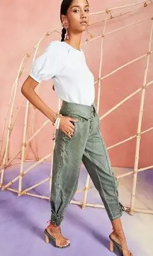 Ulla Johnson Kingston Army Green High Rise Pegged Crop Jeans size 2