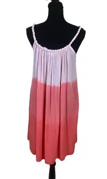 Beach By Exist Babydoll Mini Dress Pink Ombre SMALL Swing Coverup Gauze Resort