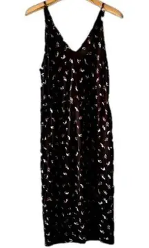 black print spaghetti strap midi sundress, size 8​ bohemian boho