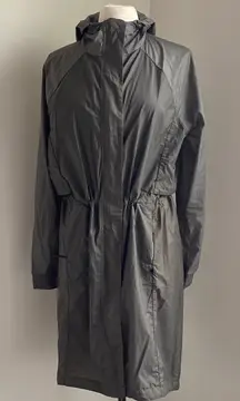 LULULEMON Lab Verdante Jacket Womens Sz 10 Grey Ripstop Long Line Hooded