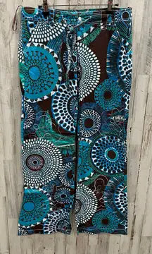 Retro Watcher Psychedelic 70s Cotton Low Rise Flare Pants Y2K Blue Festival 34